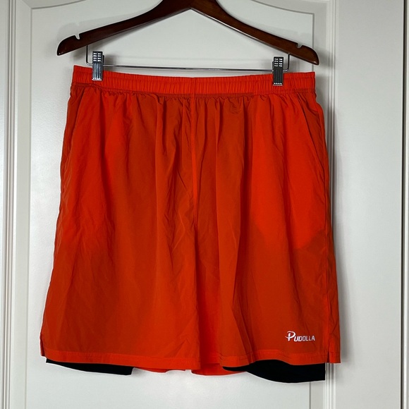 Orange Athletic Shorts with Lightweight Breathable Fabric - Picture 1 of 3